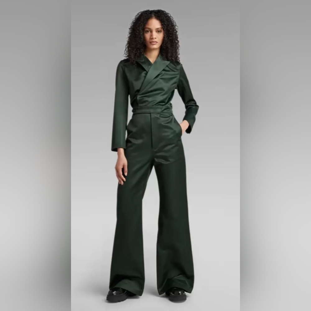 G-Star Raw Womens Panzer Jumpsuit, Green Utilitarian Sheen, Size Large